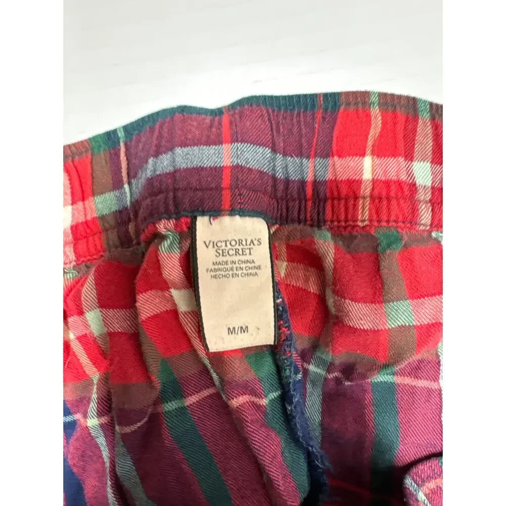 Victoria's‎ Secret Womens Pajama Pants Red Plaid Christmas PJs Cotton Blend Sz M